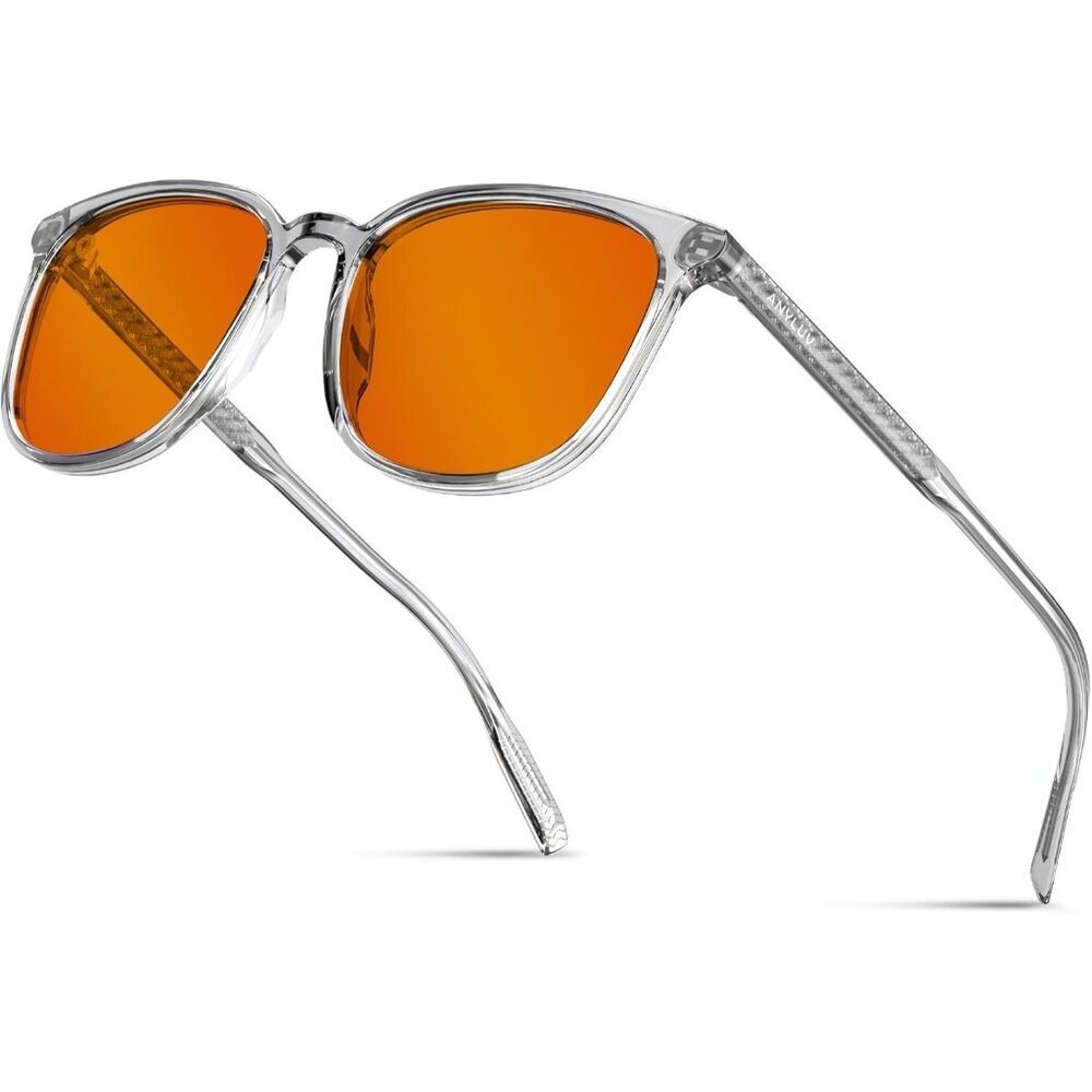 Unisex Transparent Eyewear Look Clear Frame Orange Lens Anti Eyestrain Glasses